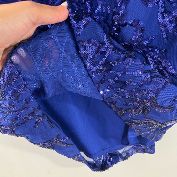 Crystal Sky Satin and Sequin Blue Mini Dress - Picture 6 of 7
